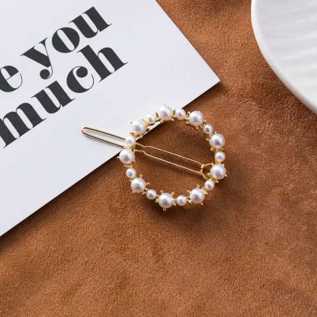 Japan and South Korea simple love circle a word clip five pointed star triangle geometry pearl hairpin bangs clip - Shop at LoveMi