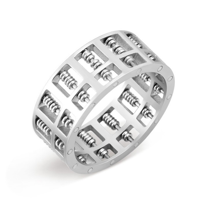 Hand-stitched beaded abacus ring