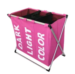 Household items storage baskets Environmentally friendly cloth waterproof laundry baskets Divisional folding Oxford cloth hampers - Pink - View 1