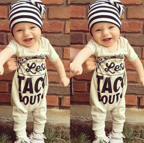 Newborn Baby Boy Girls Clothes Hamburg Letters Short Sleeves