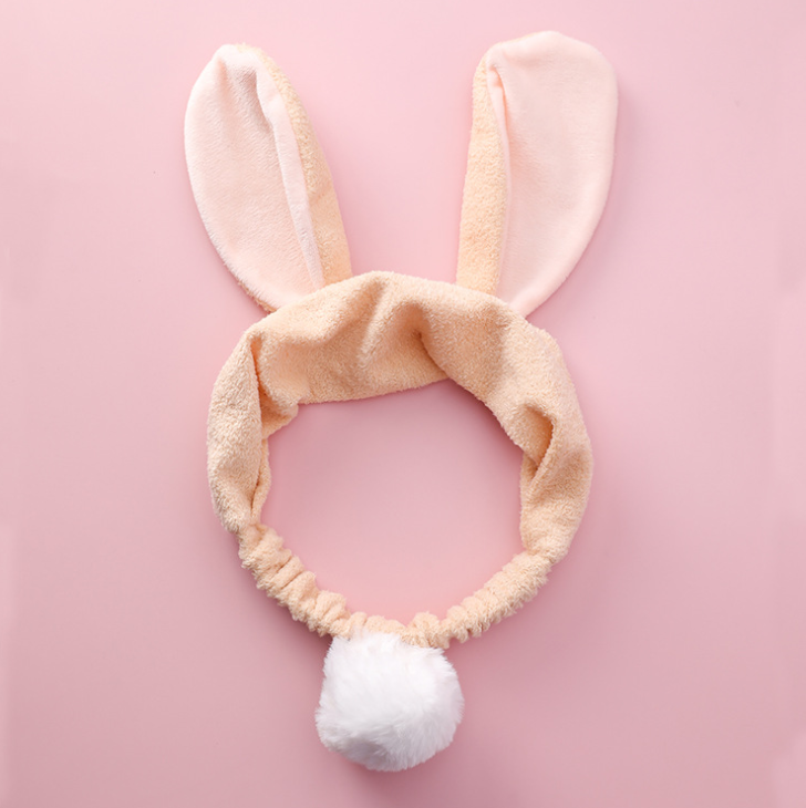 Net red popular wash hair band gray cute rabbit hair ball stereo rabbit ears hair band plush wash headband