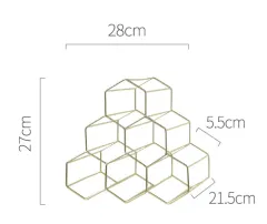 Creative Geometric Wine Rack Metal Simple Household Grape Wine Rack Restaurant Living Room Bar Wine Cabinet Wine Display - Gold - View 1