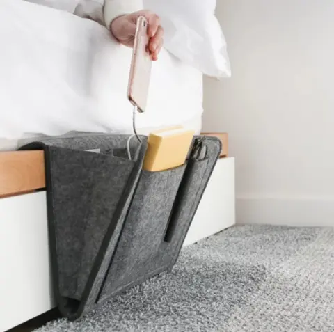 Bed Storage Bag with Pocket Felt Bedside Hanger Table