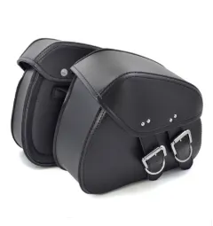 Black PU Leather Luggage Bags Motorcycle Saddlebags Saddle Bags Pouch For - Black - View 1