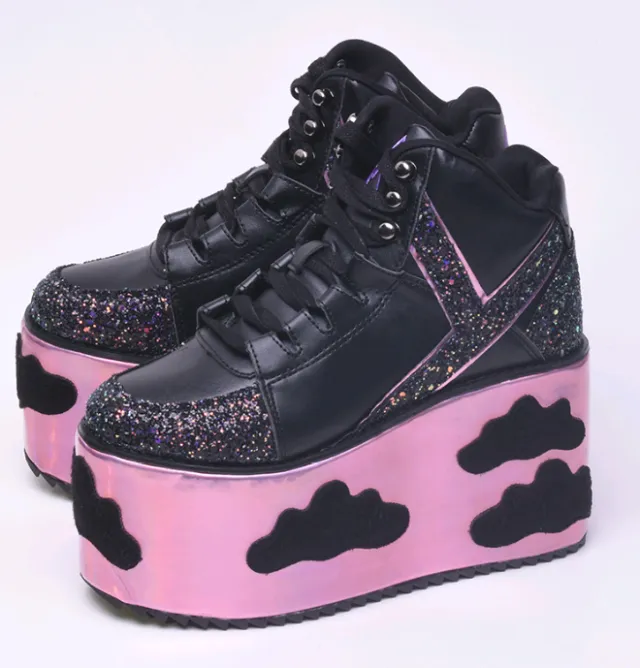 New yru black black cloud sequins platform shoes platform shoes Black - Shop at LoveMi