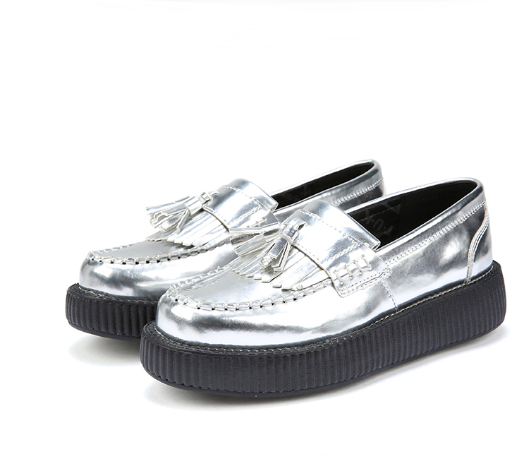 TUK Japanese Harajuku Summer College Winpine cake retro England thick-bottom round head European and American tassel female lazy tide shoes