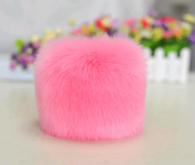 Warm sleeves fur fur cuff gloves windproof cuffs bracelets imitation rabbit fur imitation fox fur wristbands hand ring Pink - Shop at LoveMi