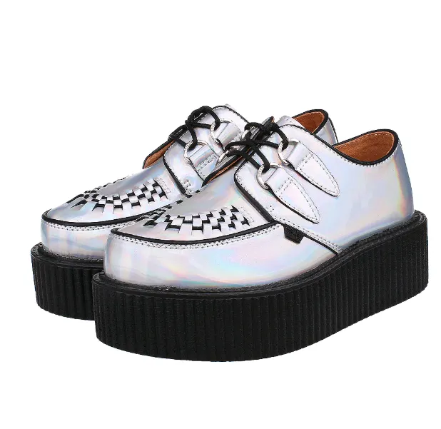 Silver laser illusion Harajuku Brock sponge cake bottom thick men and women shoes platform shoes - Silver