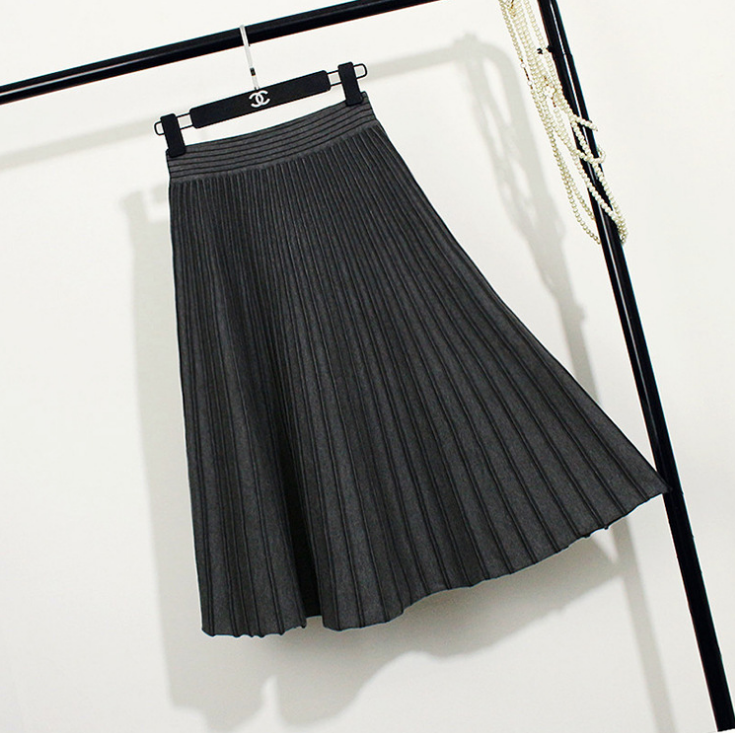 Skirt female solid color was thin knit skirt