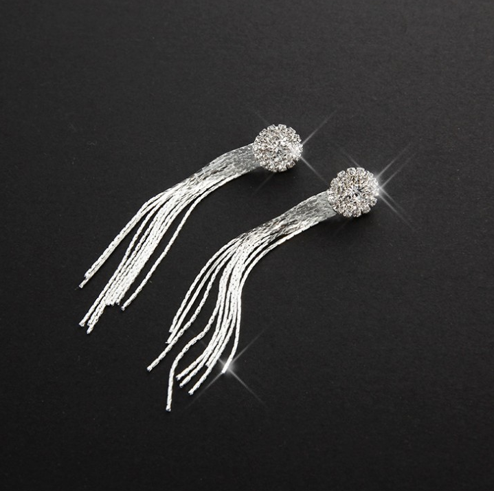 Long tassel earrings hypoallergenic crystal earrings