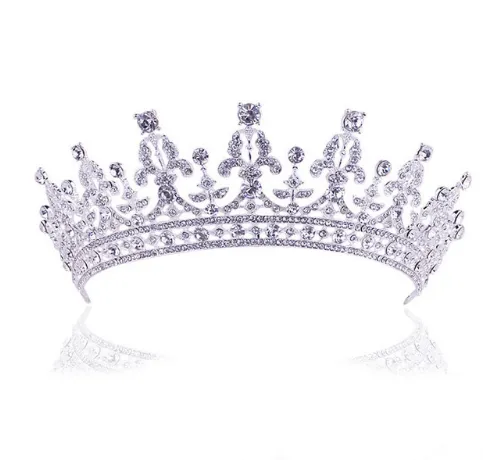 New Fashion Baroque Luxury Crystal AB Bridal Crown Tiara Light Gold Tiara Tiaras for Women Bride Hair Wedding Accessories Silvery D - Shop at LoveMi