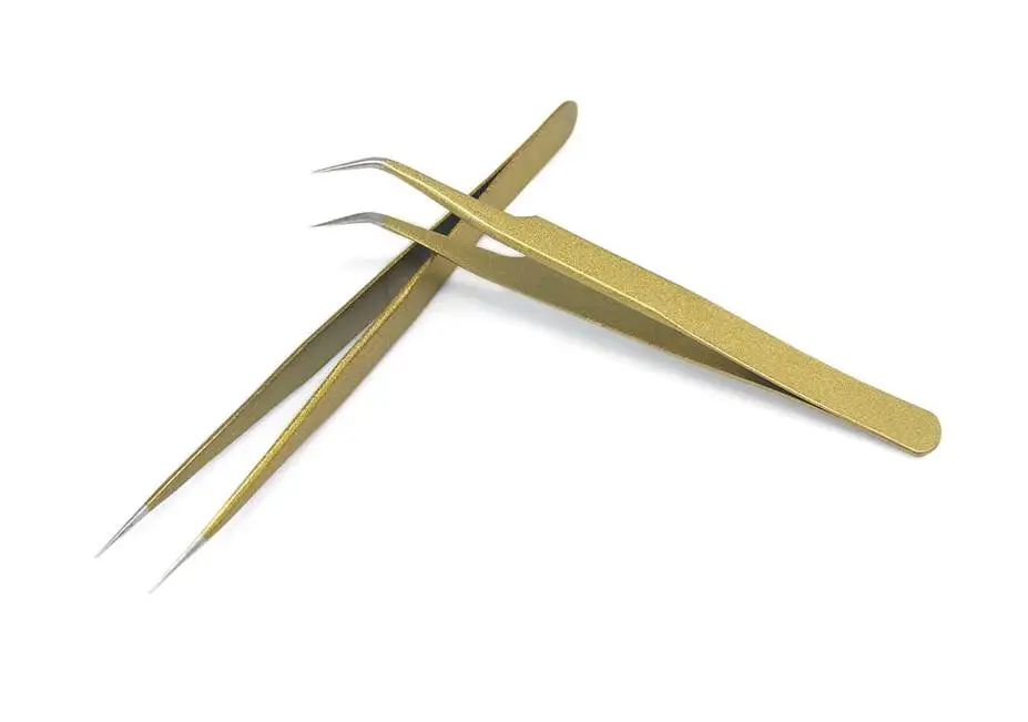 Professional Quality Curved Straight Tweezers Stainless Steel False Eyelashes