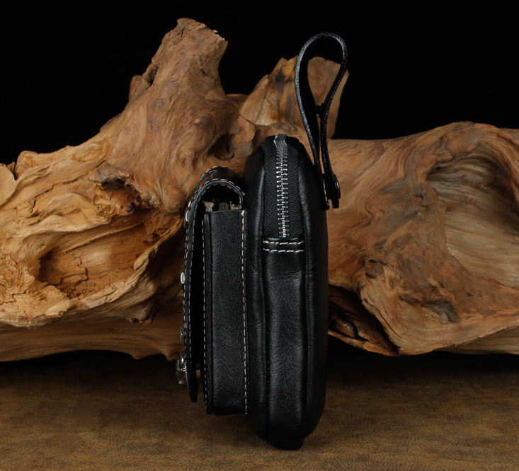 Mens Leather Pouch Belt Biker Hiking Camp Phone Pocket Waist Fanny Bags — foto 10