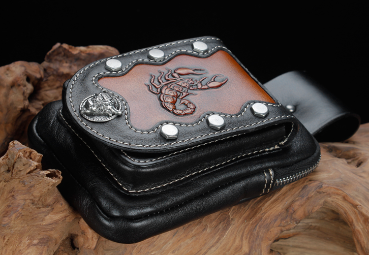 Mens Leather Pouch Belt Biker Hiking Camp Phone Pocket Waist Fanny Bags — foto 7