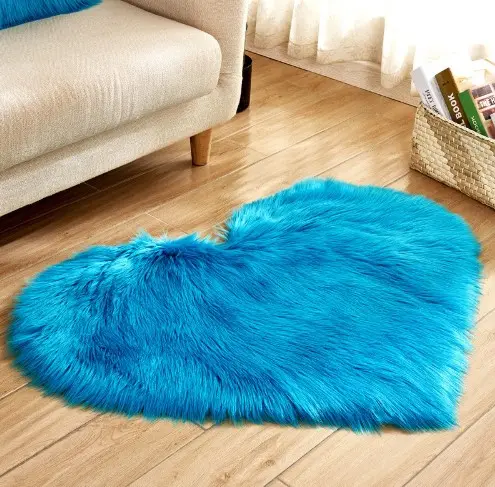 Plush Heart Shaped Carpet Non-Slip Mat Fluffy