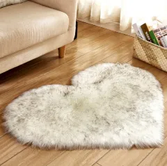 Plush Heart Shaped Carpet Non-Slip Mat Fluffy Rug Floor Mat Blanket Sofa Cushion Foot Pad Carpets For Living Room Home Decor - White Black - View 1