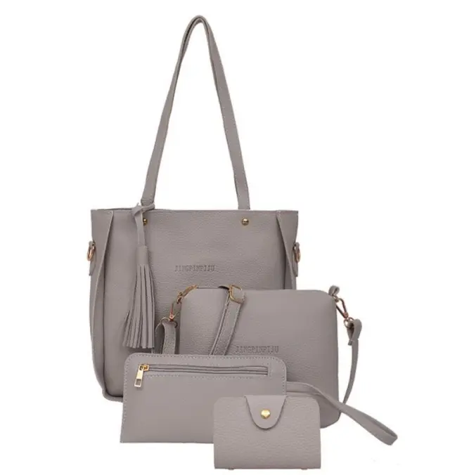 Women Bag Set Top Handle Big Capacity Female Tassel Handbag Fashion Shoulder Bag Ladies PU Leather Crossbody Bag bolsas feminin Grey - Shop at LoveMi