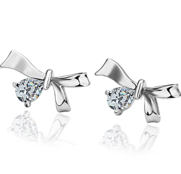 Female Crystal Zircon Bow Earrings