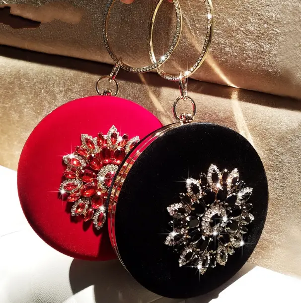 LOLIBOX Women Bags Evening Clutch Velvet Diamond