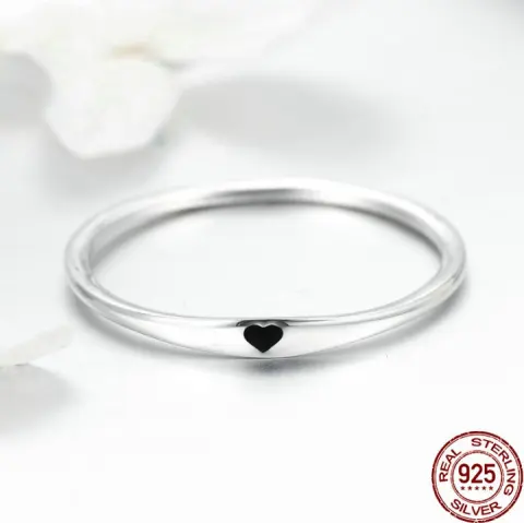 925 Sterling Silver Round Circle Pure Finger Ring Simple
