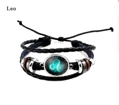 Twelve constellation glass piece couple bracelet - Leo