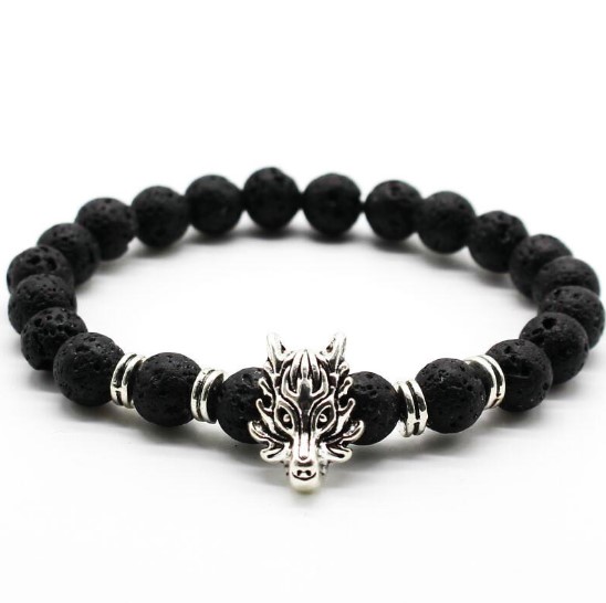 Man's Volcanic Stone Bracelet Longteng Ornaments Bracelet Natural Stone Elastic Bracelet