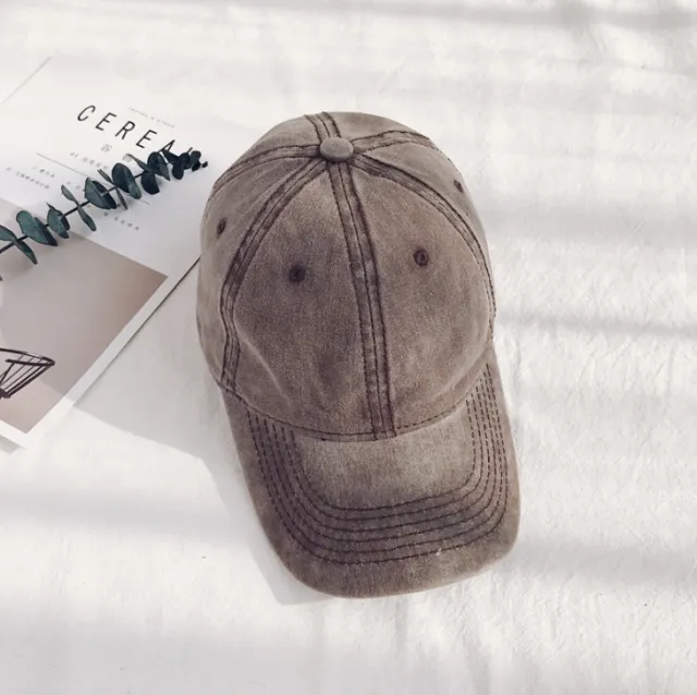 Hat female outdoor retro cap ladies washed cotton denim soft top baseball cap Washed Coffees - Shop at LoveMi