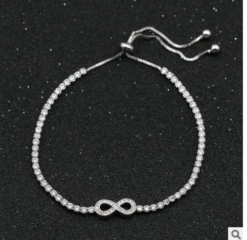 17KM Cubic Zirconia Infinity Bracelets For Women Rose Gold Silver Color Charm Bracelet & Bangle Fashion Geometric Jewelry Gifts