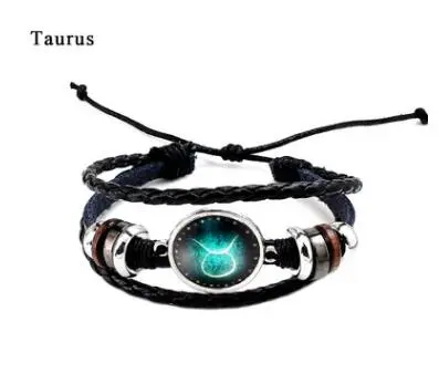 Twelve constellation glass piece couple bracelet - Taurus