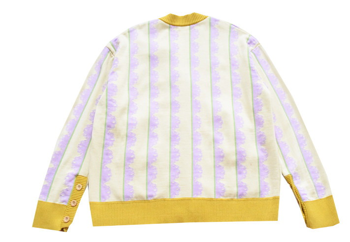 Life series yellow purple lace graphics cotton double layer thick sweater cardigan girl new