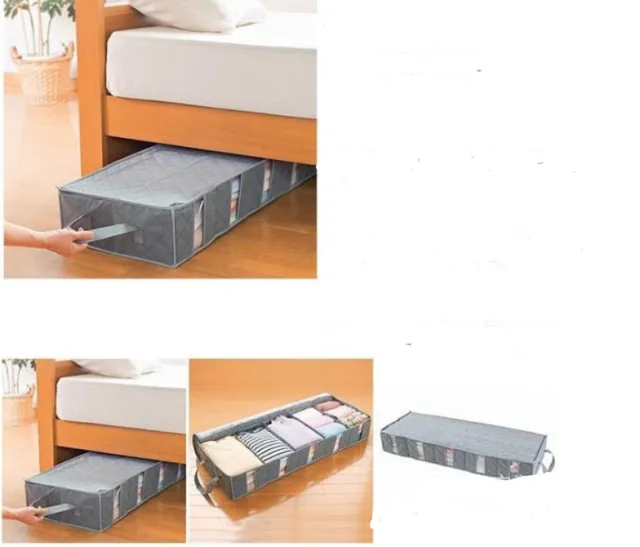 Bamboo charcoal bed finishing bag Low carbon odor removal with cardboard bed bottom storage box Gray - Shop at LoveMi