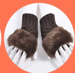 Gloves Female Autumn And Winter Cute Student Ladies Gloves Korean Version Of The Fingerless Arm Sets Of Warm Rabbit Hair Half Finger Gloves - Small... - View 1