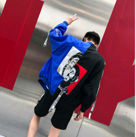 Hong Kong style men's jacket Korean student baseball uniform male couple clown jacket bf wind outerwear tide