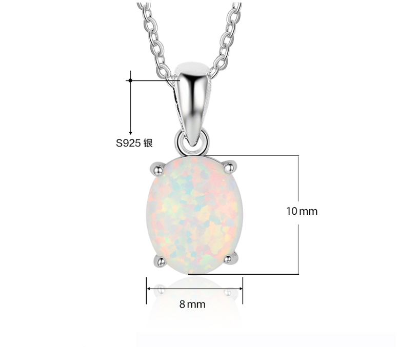 Chinese Valentine's Day Necklace Amazon Explosion Silver Crystal Opal s925 Sterling Silver Necklace