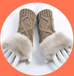 Gloves Female Autumn And Winter Cute Student Ladies Gloves Korean Version Of The Fingerless Arm Sets Of Warm Rabbit Hair Half Finger Gloves Diamo... Diamond Style Kahak - Shop at LoveMi