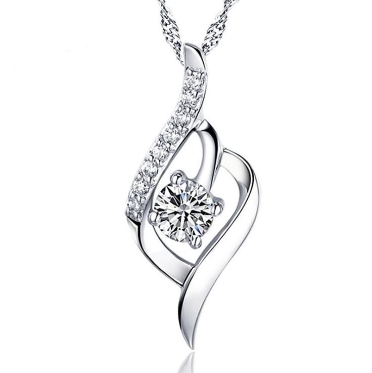 Zircon clavicle sterling silver pendant