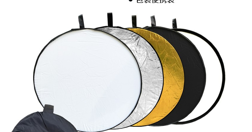 Gold and silver white black soft light 5 color one folding reflector photographic equipment portable baffle studio fill light soft light — foto 6
