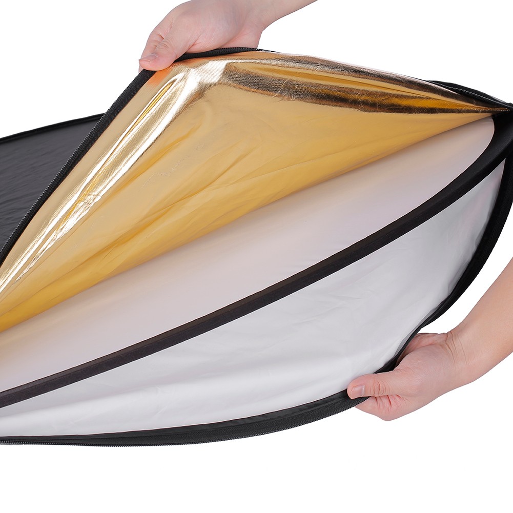 Gold and silver white black soft light 5 color one folding reflector photographic equipment portable baffle studio fill light soft light — foto 10