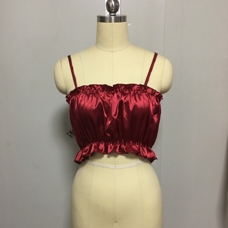 Sexy ruffled halter tube top chiffon sleeveless T-shirt