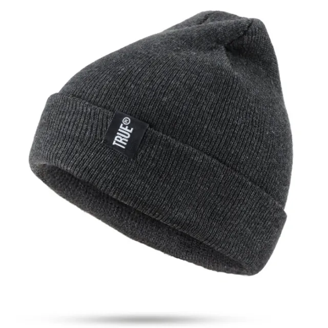 TRUE autumn and winter warm woven standard knitted hat ski caps headband cloth wool hat Dark Grey - Shop at LoveMi