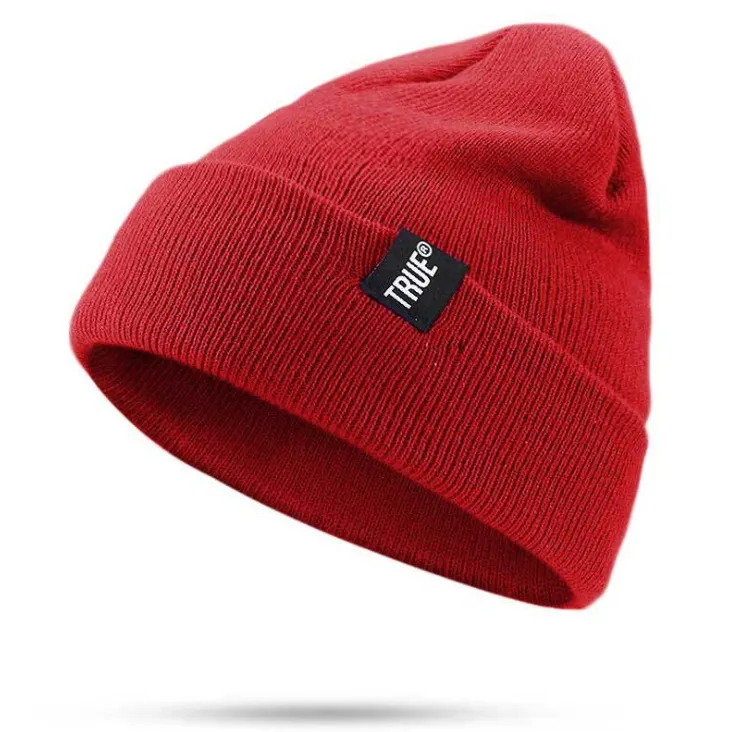 TRUE autumn and winter warm woven standard knitted hat ski caps headband cloth wool hat - Wine