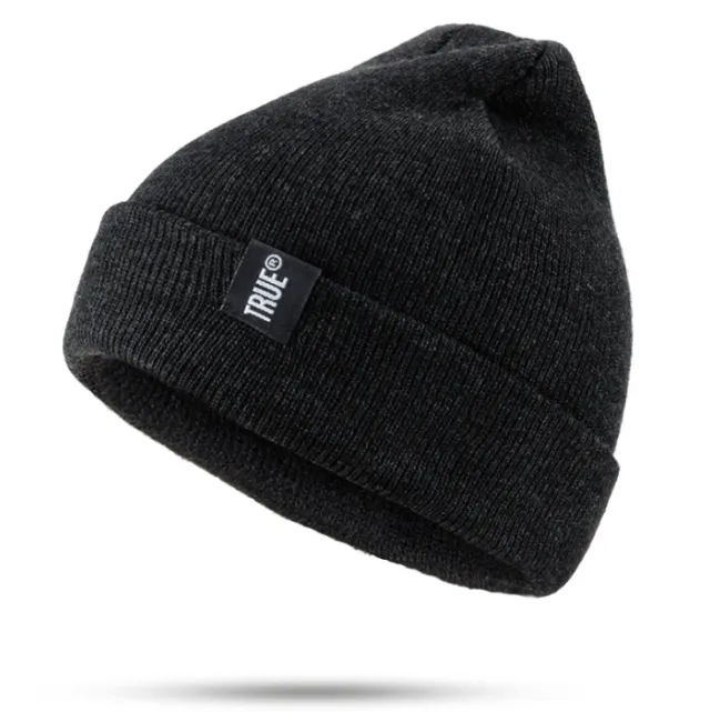 TRUE autumn and winter warm woven standard knitted hat ski caps headband cloth wool hat Black - Shop at LoveMi
