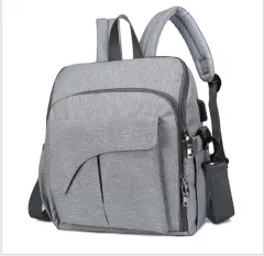 Mommy Backpack Outdoor Large Capacity Backpack Fashion Casual Bag - Grey - View 1
