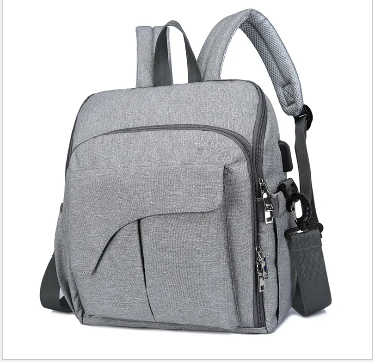 Mommy Backpack Outdoor Large Capacity Backpack Fashion Casual Bag - Gray