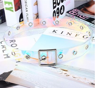 New transparent belt waistband plastic belt simple student belt summer laser women''s decoration