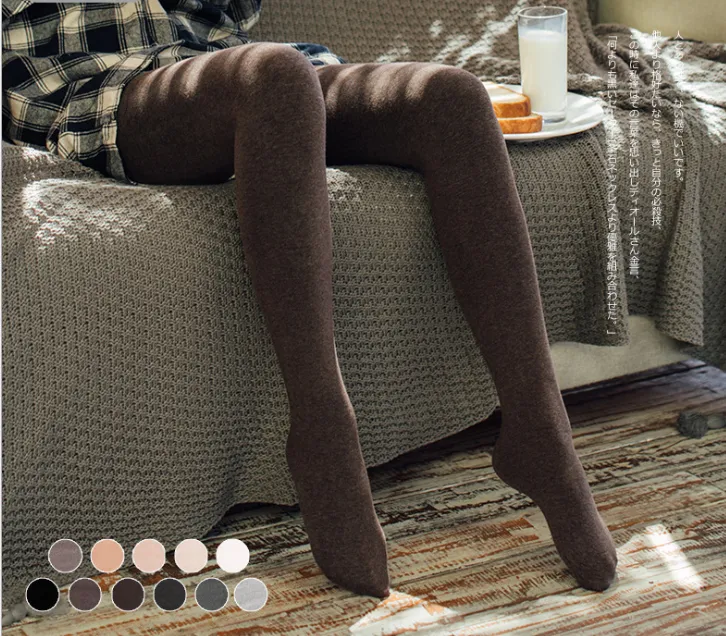 8710 new winter cotton and Tencel Velvet Matte lady upshift nine Leggings warm thick tights - Black