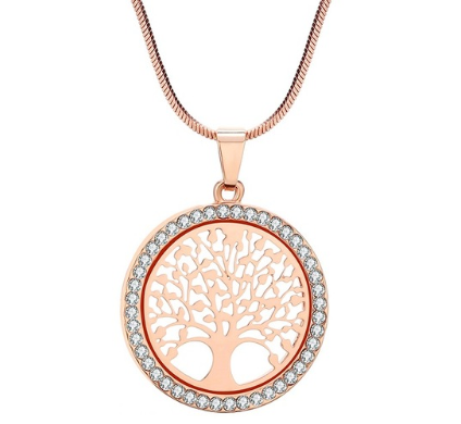 Explosion Models Europe And America Necklace Life Tree Long Necklace Chain Crystal Pendant Long Life Tree Sweater Chain