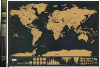 Personalized Black Scratch Off Art World Map Poster Decor Large Deluxe Poster Edition Travel – image 2