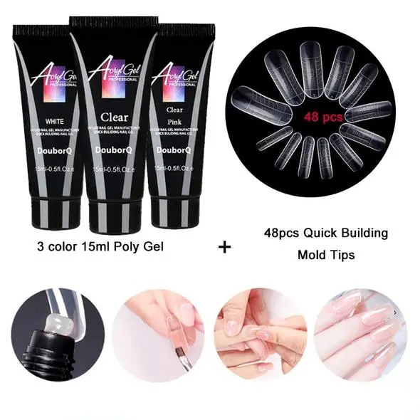 3 Color Polygel Pack Mold Tips 3Color With 48Pcs Mold Tips - Shop at LoveMi
