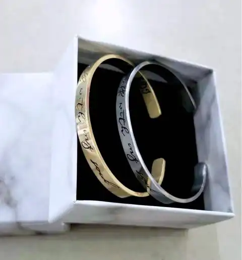 Mantra Bracelet with Quotes Stainless Steel Cuff Inspirational Jewelry